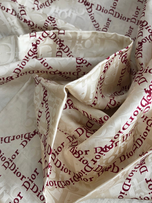Christian Dior Trotter Silk Scarf Beige×Red Vintage 2ruvrn