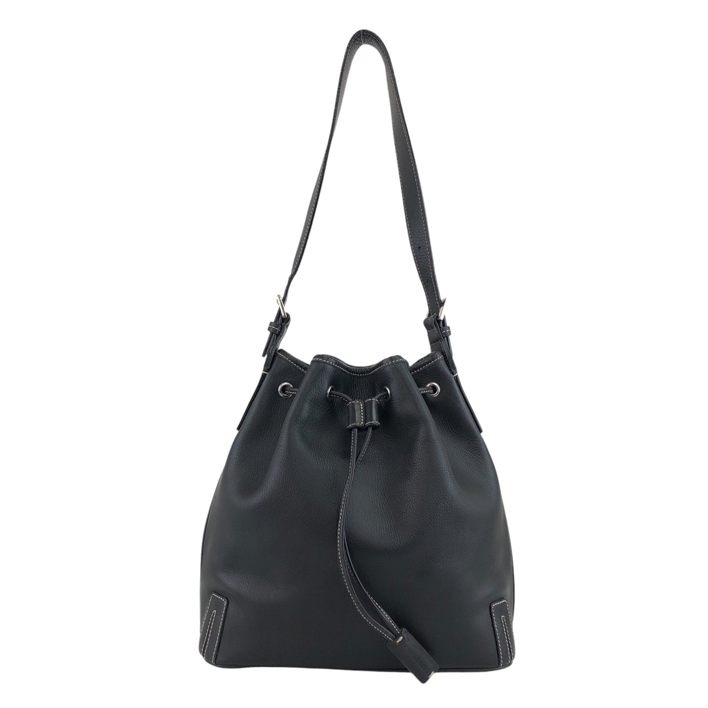 BURBERRY Nova Check Drawstring Shoulder bag Black Vintage 4iaxcb