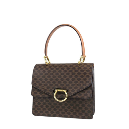 CELINE Macadam Horse Bit Double Flap Top Handle Handbag Brown Vintage 6caaii