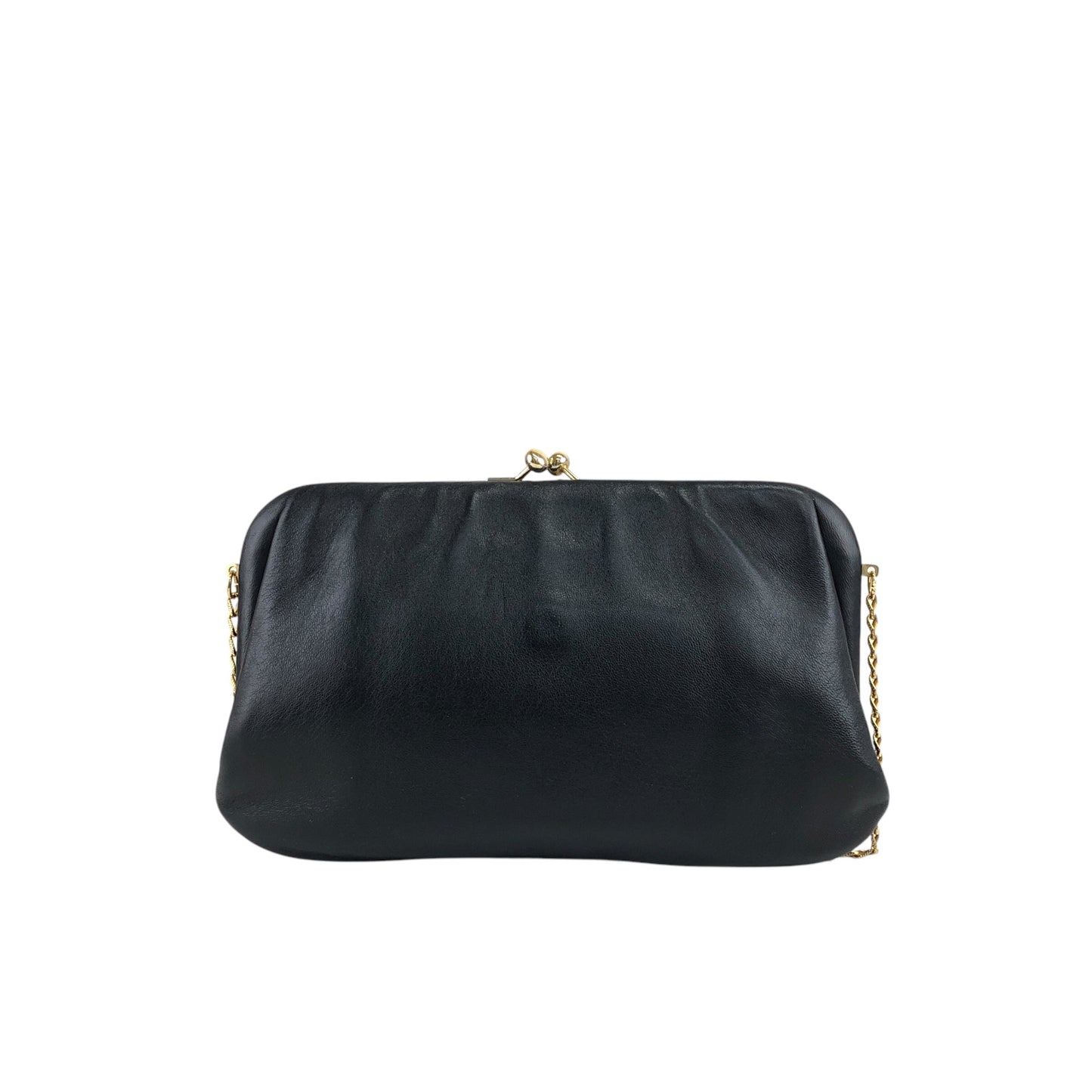 CELINE Triomphe Metal Clasp Chain Shoulder bag Black Vintage nc5c3h