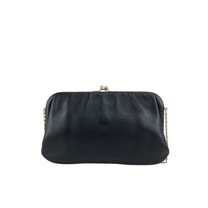 CELINE Triomphe Metal Clasp Chain Shoulder bag Black Vintage nc5c3h