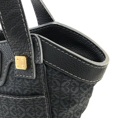 LOEWE Anagram 全圖案織物皮革手提包托特包黑色復古 f4cjh3 