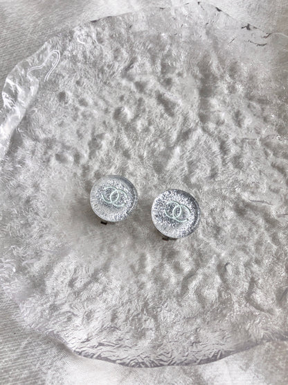 CHANEL Coco Mark Earrings Clear Vintage 65a7rz