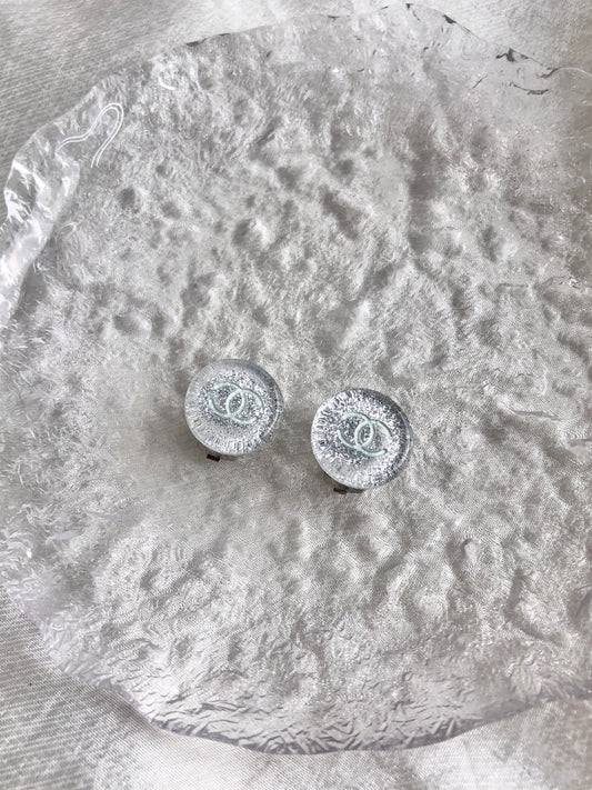 CHANEL Coco Mark Earrings Clear Vintage 65a7rz