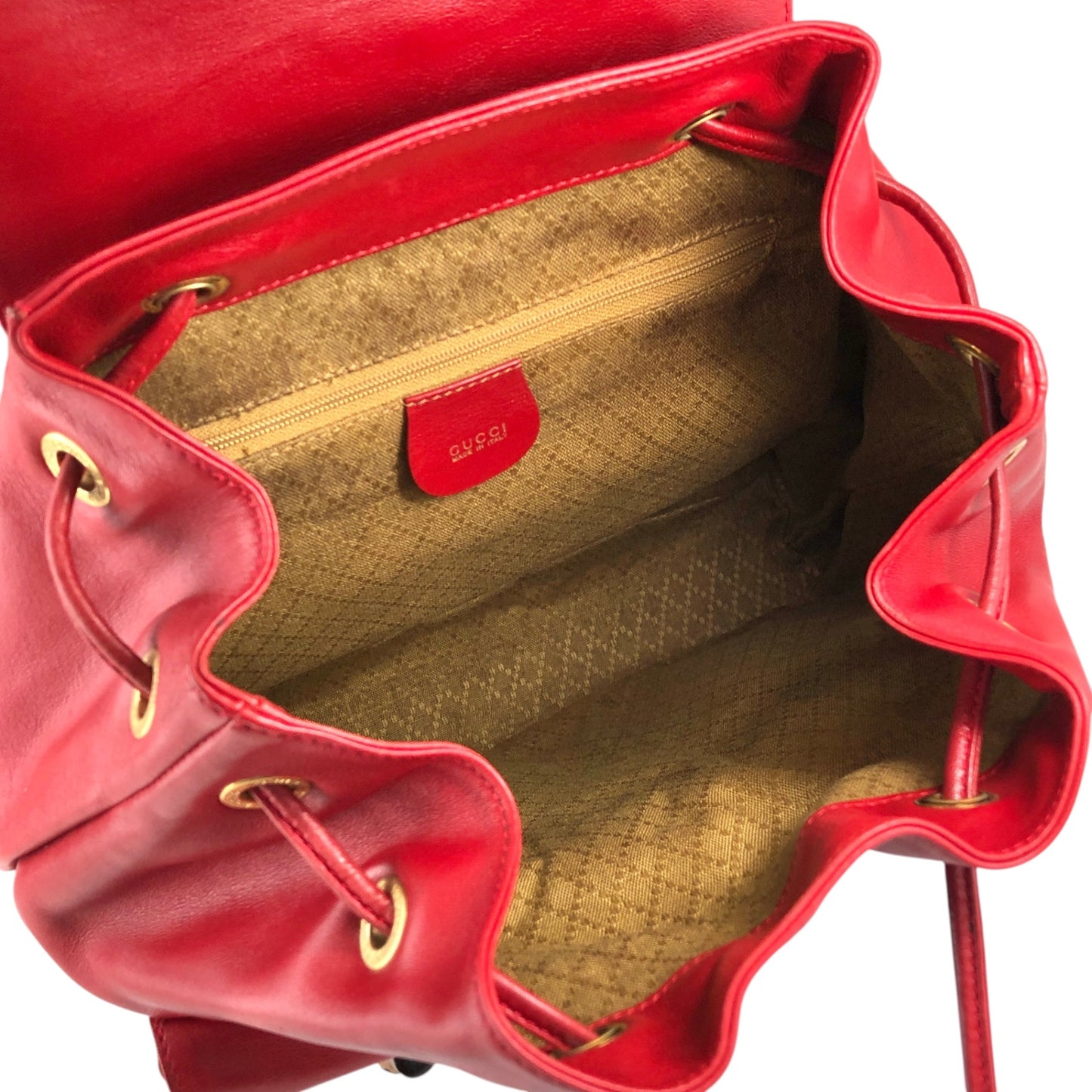 GUCCI Bamboo Double Pocket Backpack Red Vintage 3pzj72