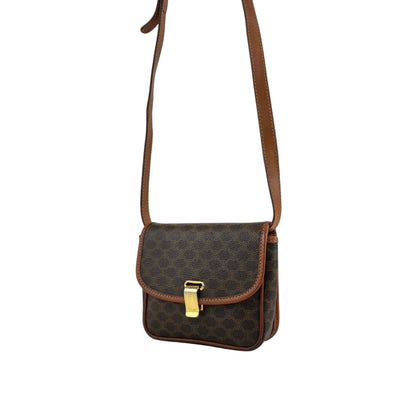 CELINE Macadam Logo Shoulder bag Brown Vintage ajpy3m