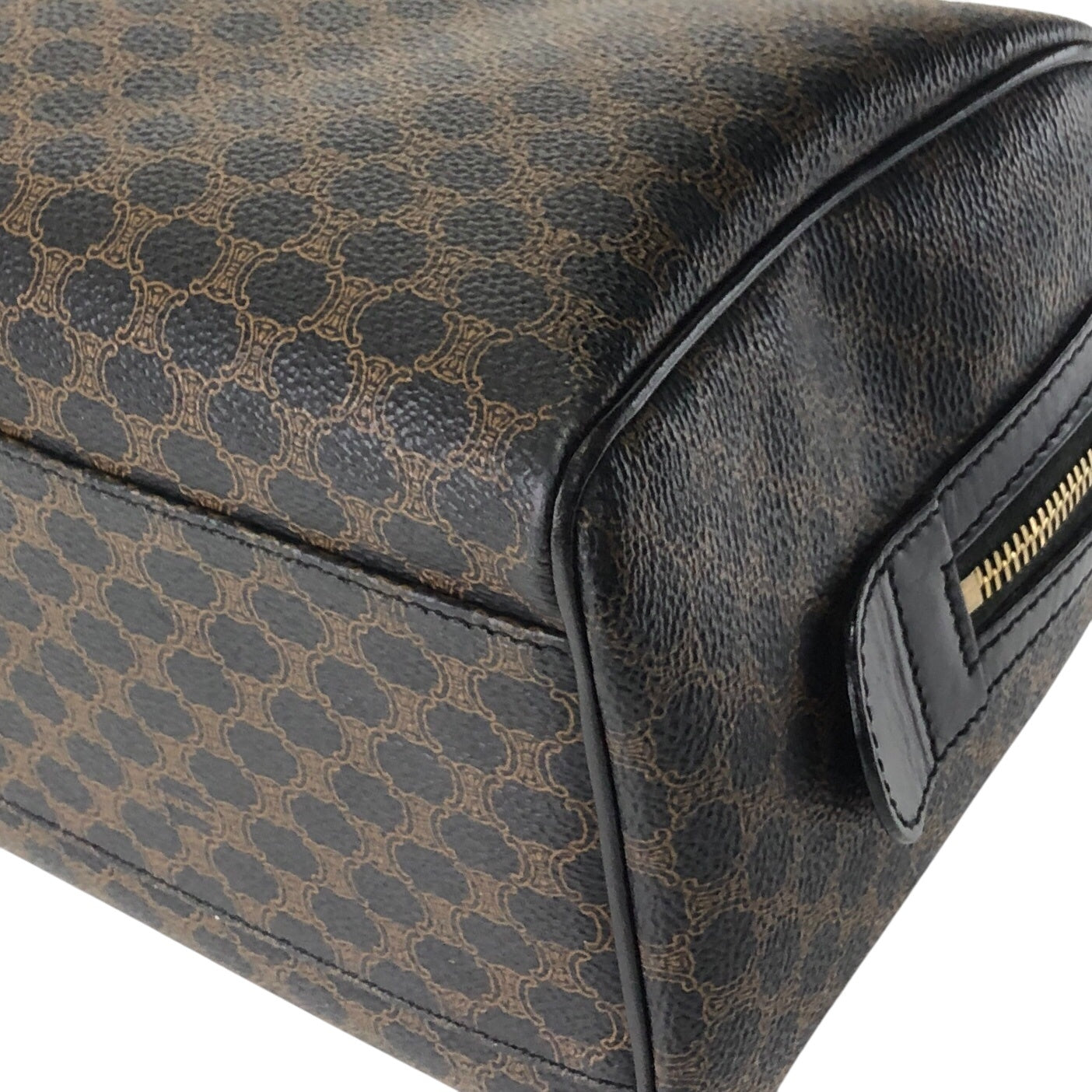 CELINE Macadam Blason Two-way Handbag Shoulder bag Black Vintage a45rtr