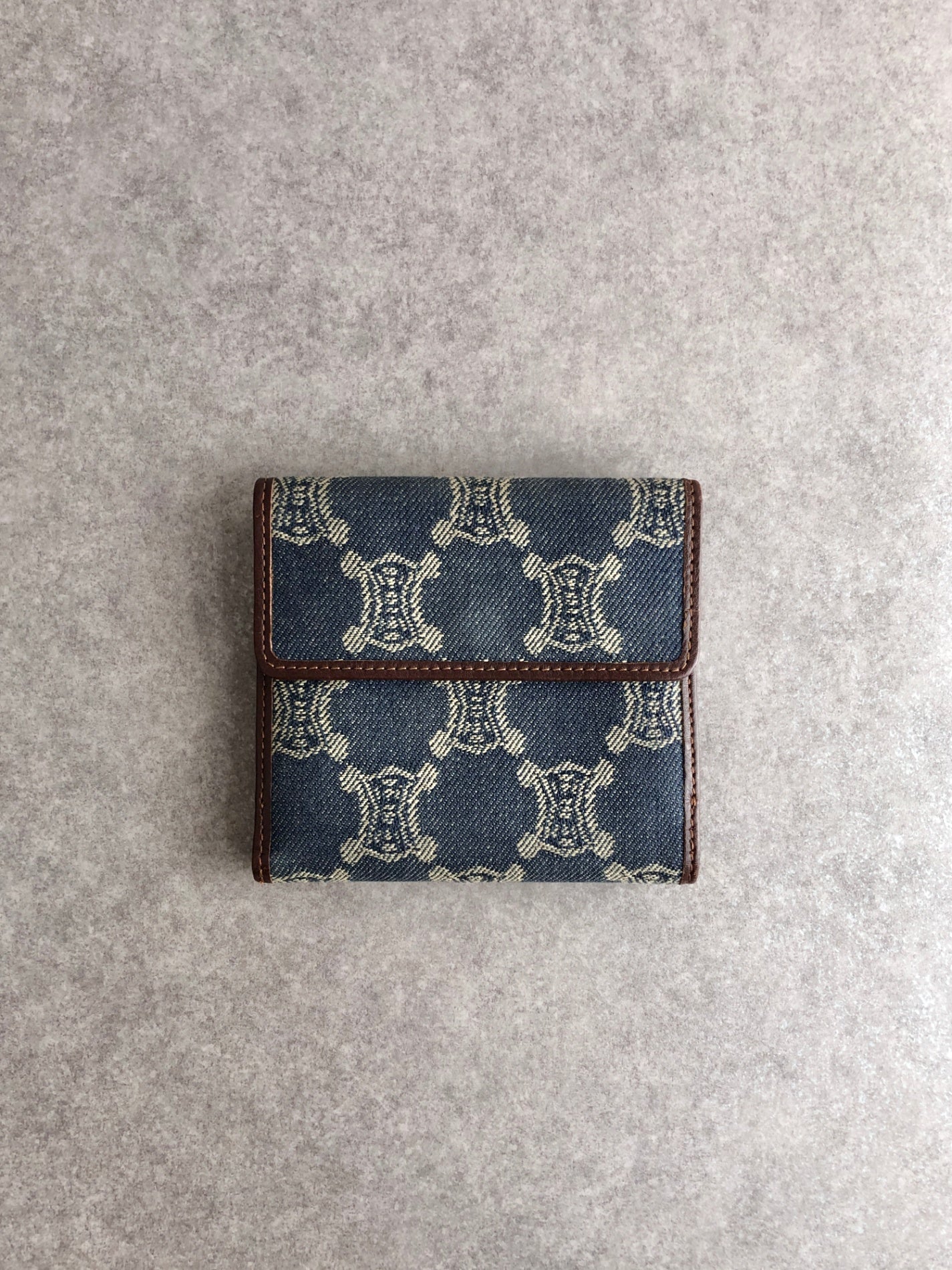 CELINE Paris Macadam Folded Wallet Indigo Vintage y56tva