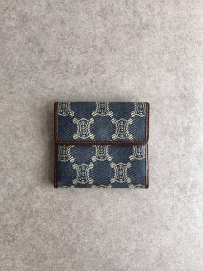 CELINE Paris Macadam Folded Wallet Indigo Vintage y56tva