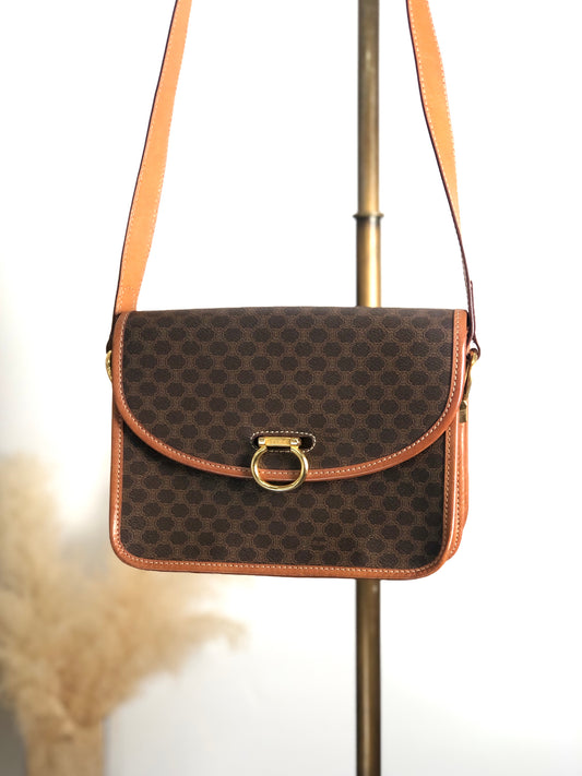 CELINE Macadam Horse Bit Shoulder bag Brown Vintage 3w54jc