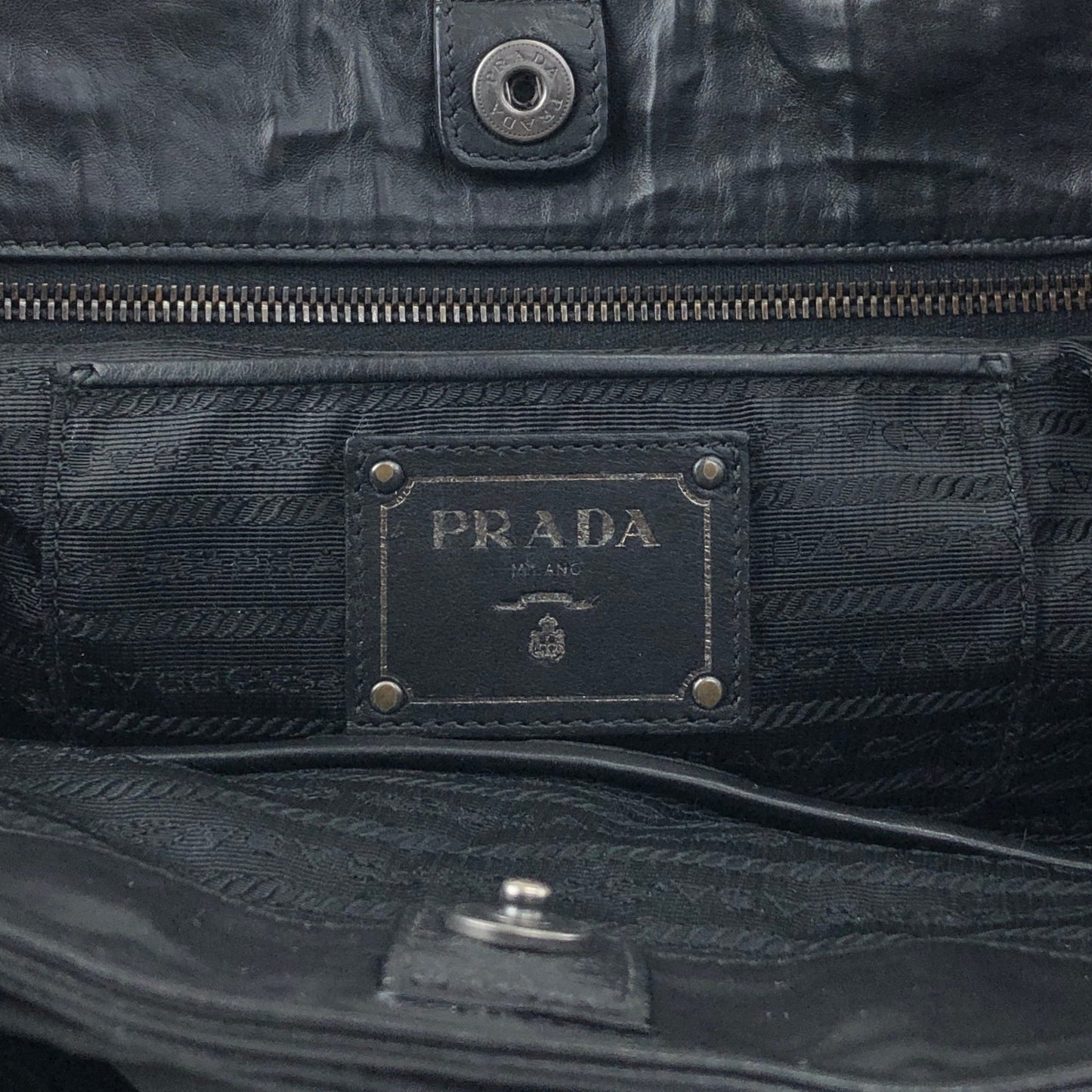 PRADA Logo Two-way Handbag Shoulder bag Black Vintage ctcsm5