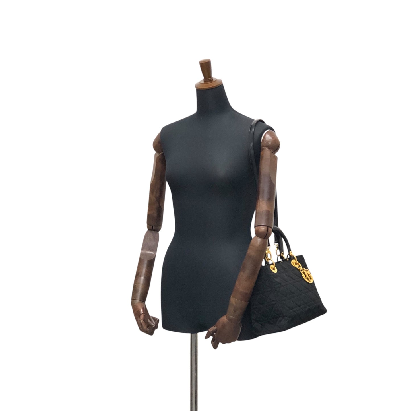 Christian Dior Lady Dior Cannage Logo Charm Two-way Handbag Shoulder bag Black Vintage wn3rsu