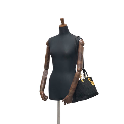 Christian Dior Lady Dior Cannage Logo Charm Two-way Handbag Shoulder bag Black Vintage wn3rsu