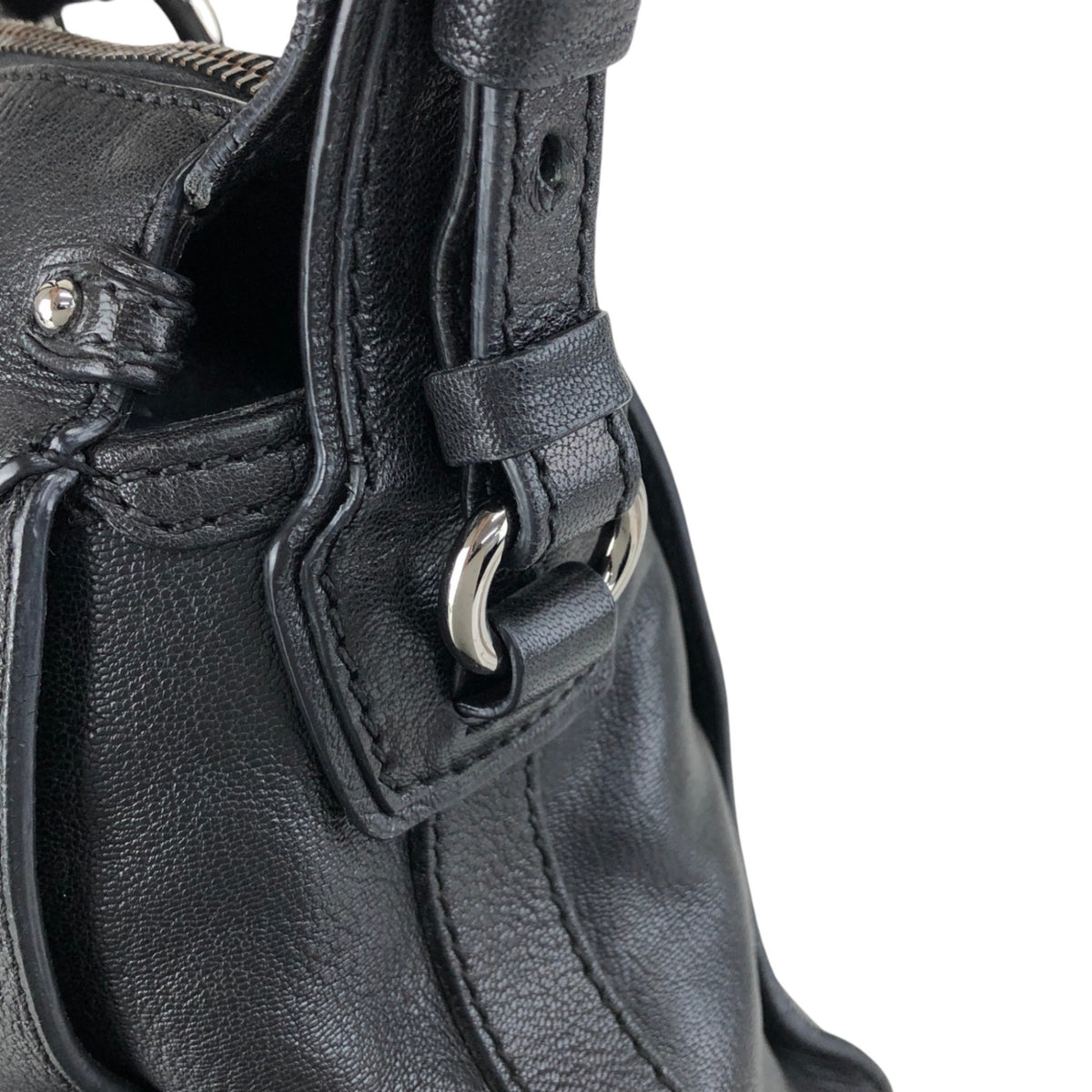 CELINE Triomphe Two-way Handbag  Shoulder bag Black Vintage 4xt5x6