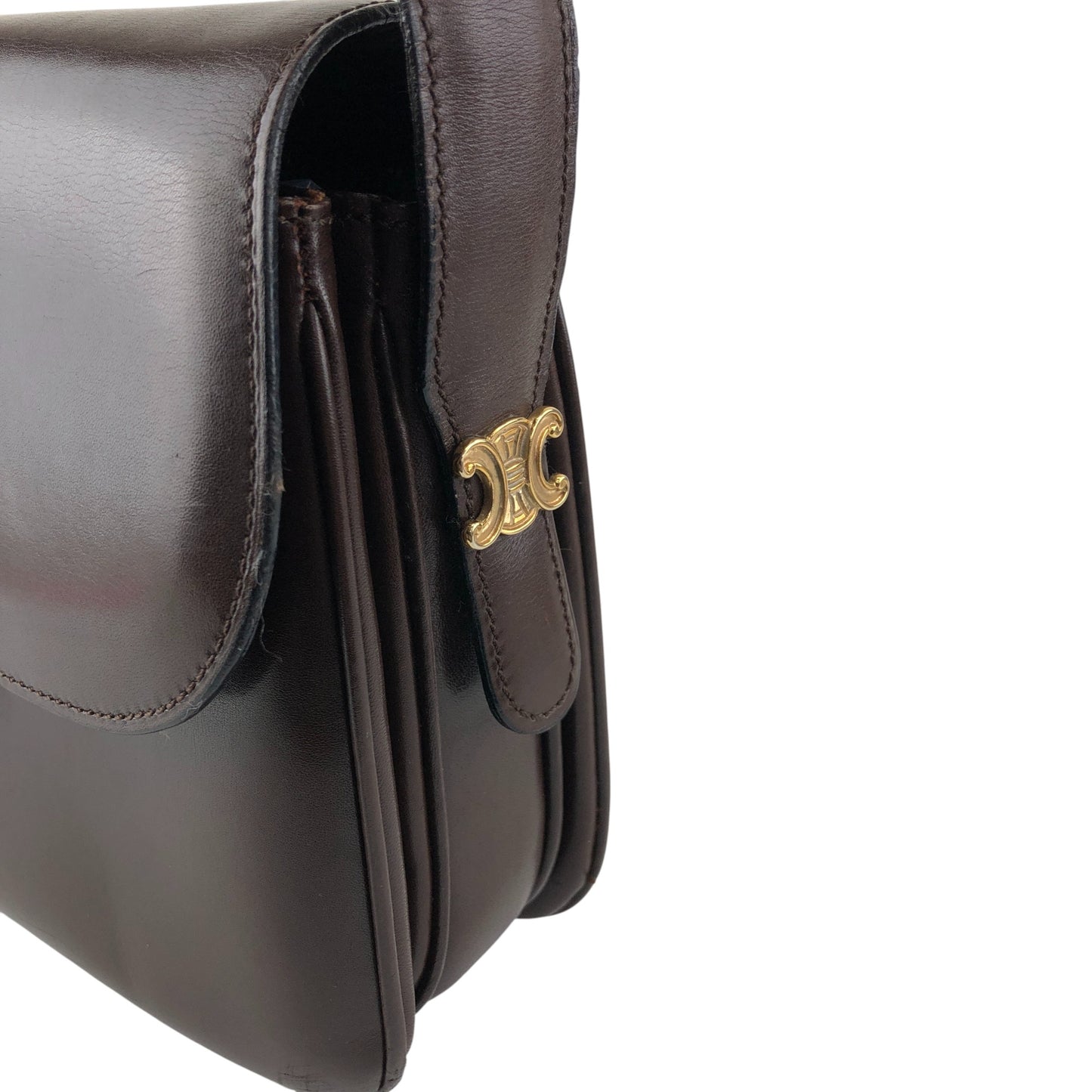 CELINE Triomphe Horse Carriage Shoulder bag Brown Vintage thyd2h