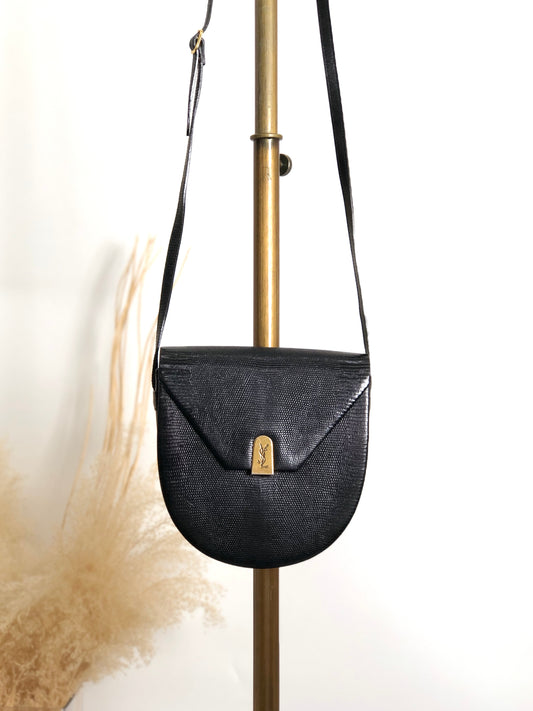 Yves Saint Laurent YSL Logo Shoulder bag Black Vintage 5hfhbh