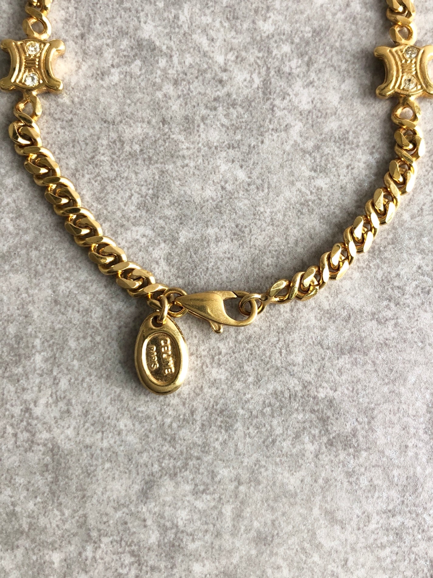 CELINE Blason Bracelet Gold Vintage 72ed8s