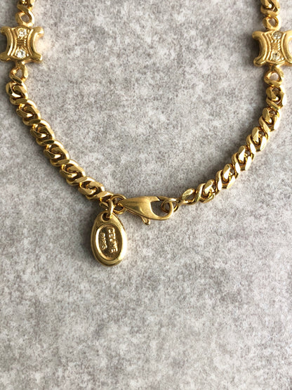CELINE Blason Bracelet Gold Vintage 72ed8s
