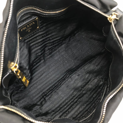 PRADA Logo Two-way Handbag Shoulder bag Black Vintage 7axa82