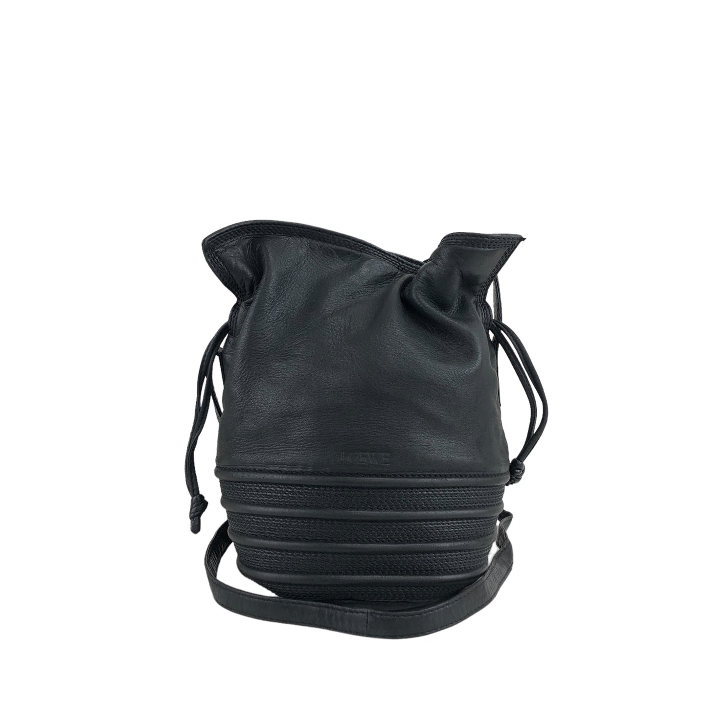 LOEWE Logo Drawstring Shoulder bag Black Vintage zu2rww