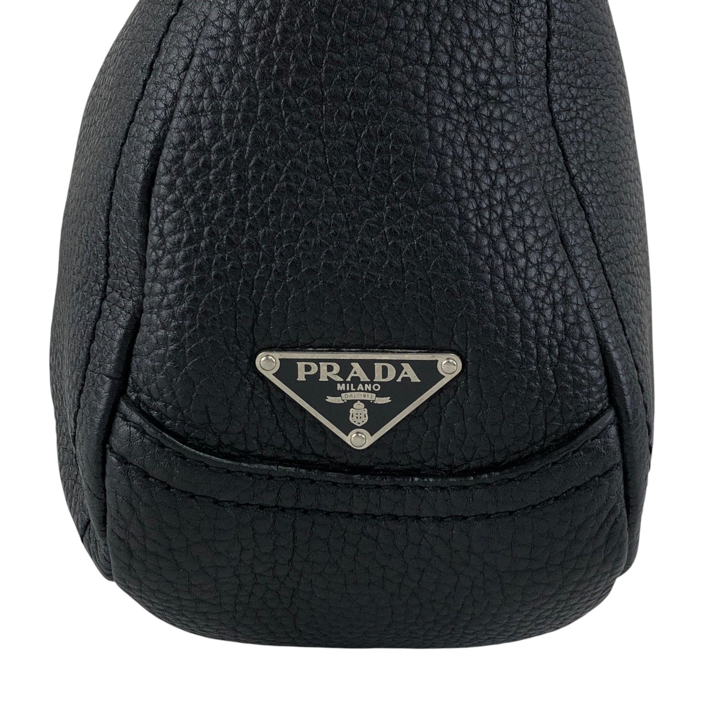 PRADA Triangle Logo Shoulder bag Hobobag Black Vintage 5at4nv