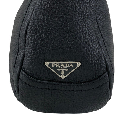 PRADA Triangle Logo Shoulder bag Hobobag Black Vintage 5at4nv