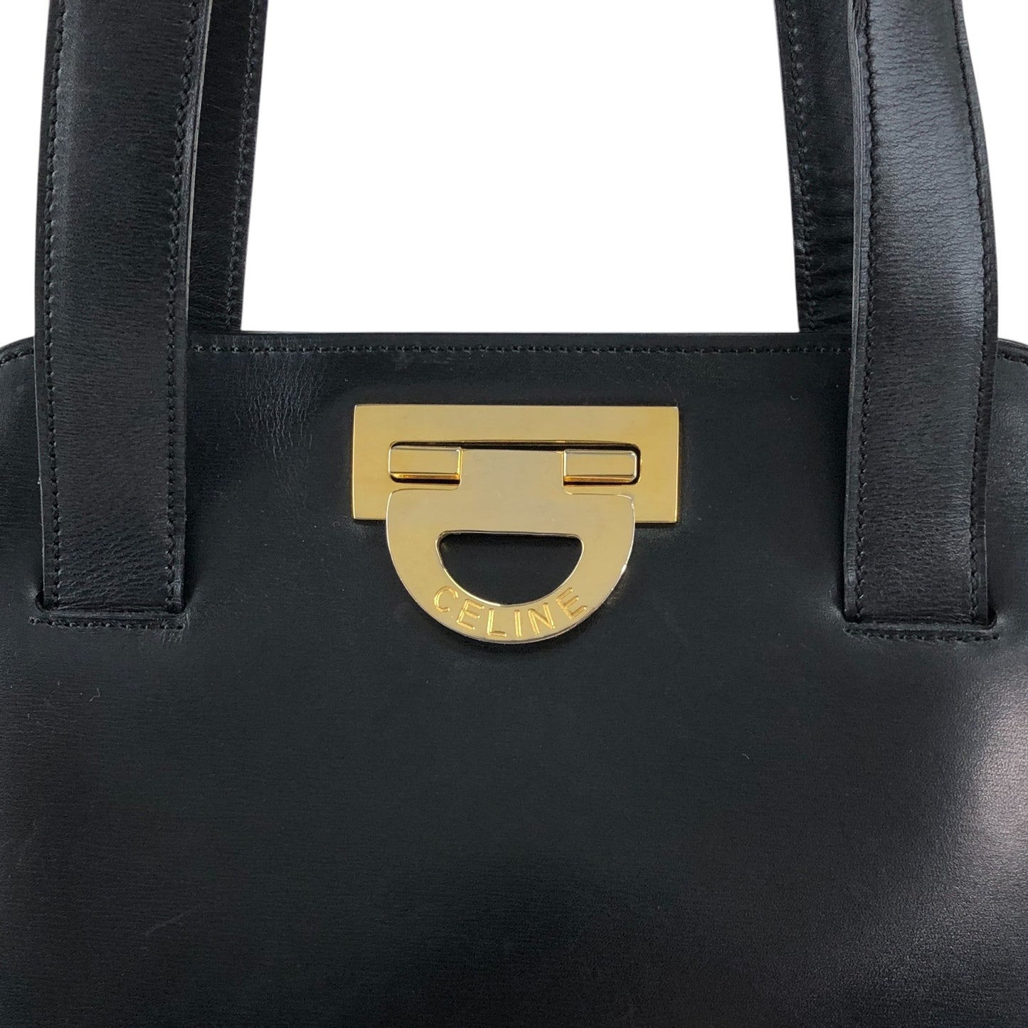 CELINE Gancini Handbag Black Vintage skvha5