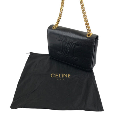 CELINE Triomphe Chain Shoulder bag Black Vintage t8zcx2