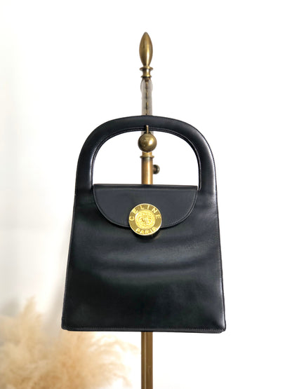 CELINE Top Handle Handbag Black Vintage f4rr4a