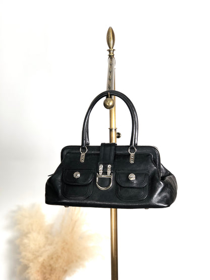 Christian Dior Logo Handbag Black Vintage ntaxds