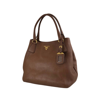 PRADA Logo Two-way Handbag Shoulder bag Brown Vintage avpisn