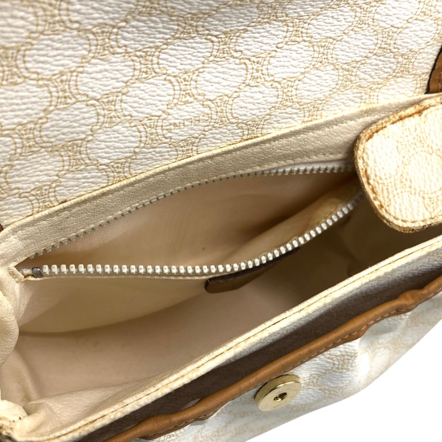 CELINE Macadam Blason Tassel Shoulder bag White Vintage esf7xf