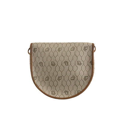 Christian Dior Honeycomb Pattern Shoulder bag Beige Vintage 6kz754