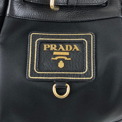 PRADA Logo Front Buckle Shoulder bag Black Vintage rv2srn