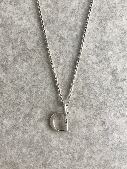 Christian Dior D Motif Necklace Silver Vintage 2nmbuw