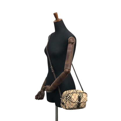 BURBERRY Check Front Buckle Shoulder bag Beige Vintage v45pfb
