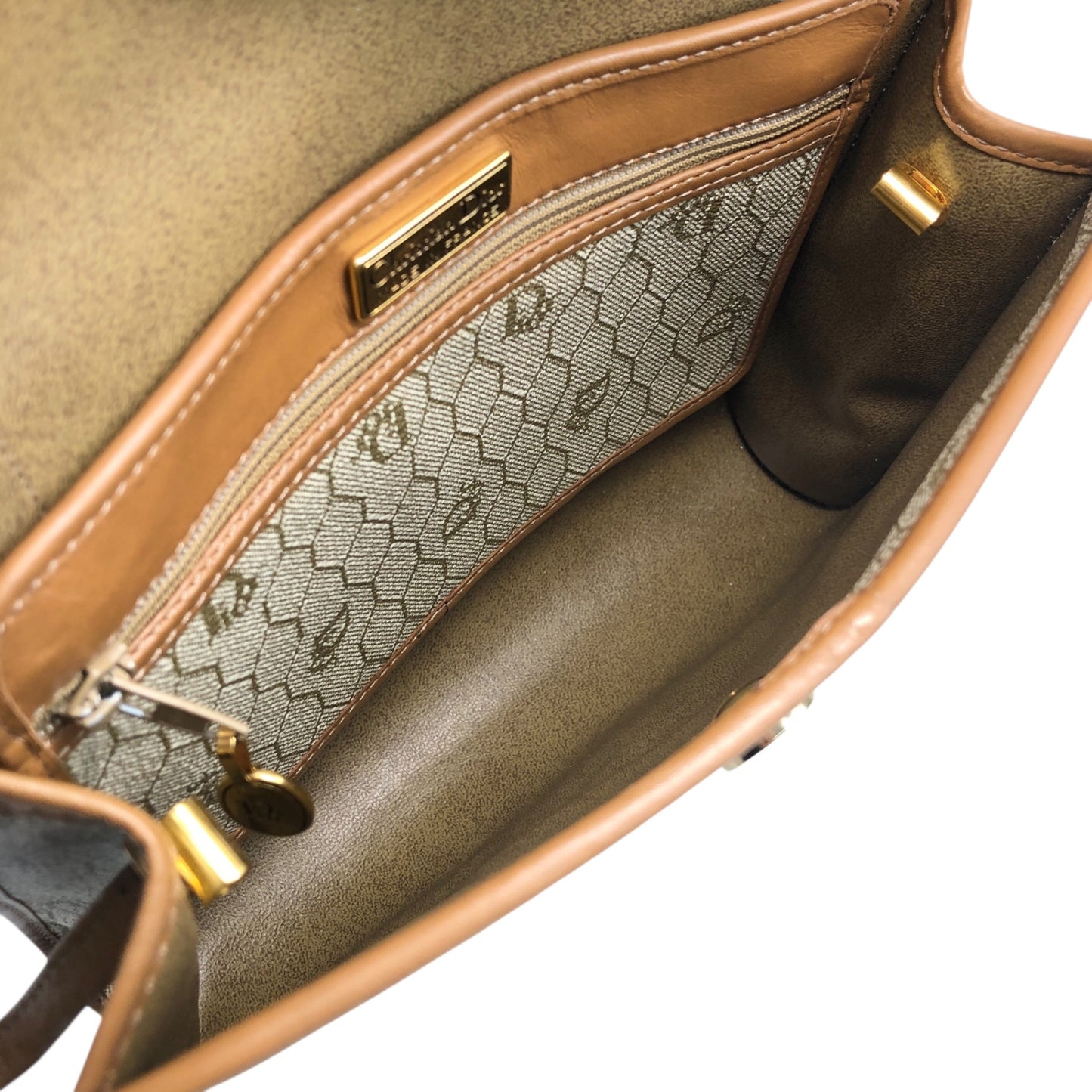 Christian Dior Honeycomb Pattern Shoulder bag Beige Vintage ygh7tx
