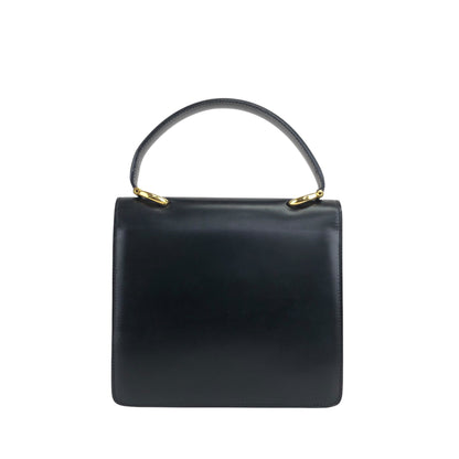 CELINE Horse Bit Double Flap Handbag Black Vintage eysscs