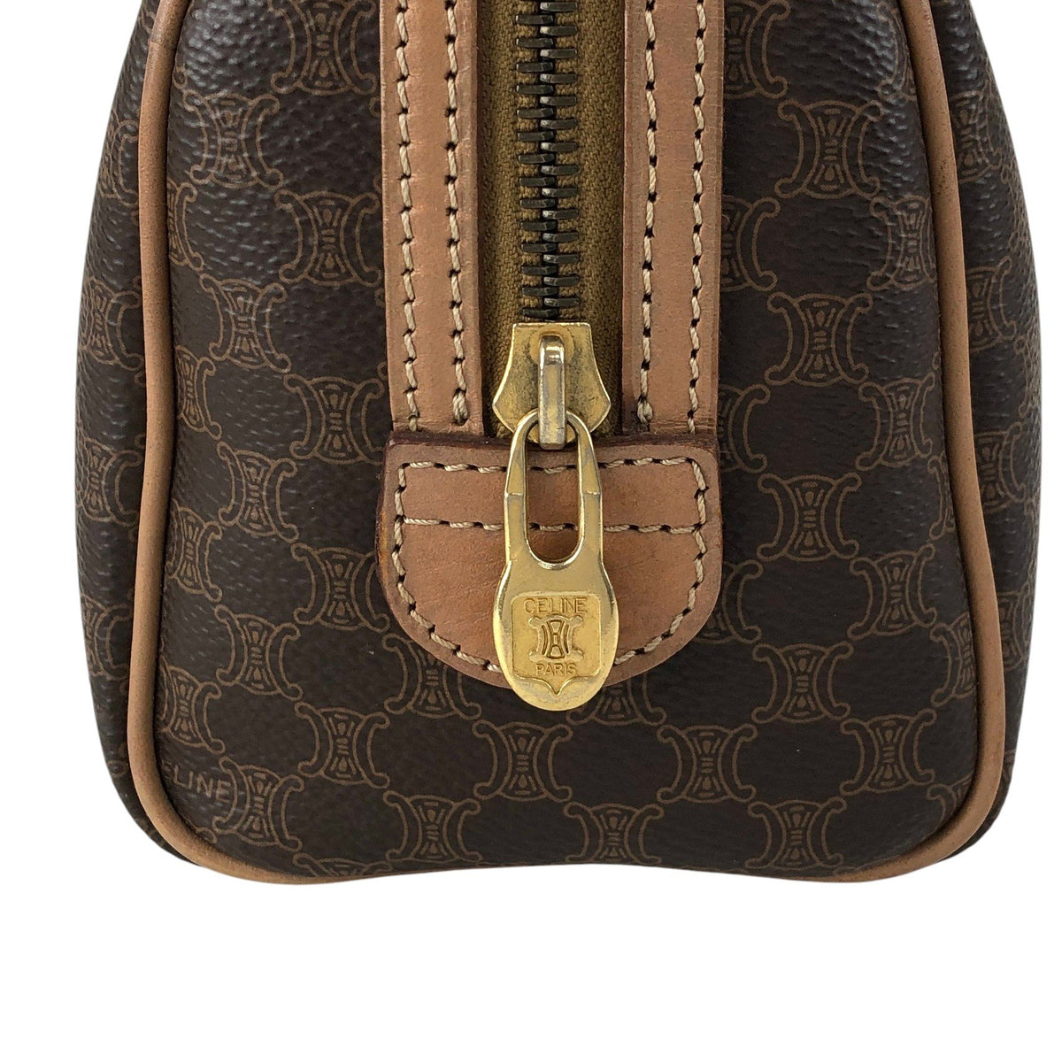 CELINE Macadam Two-way Small Boston bag Shoulder bag Brown Vintage asbejd