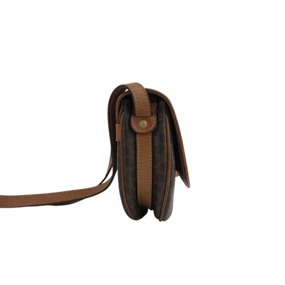 CELINE Macadam Blason Round Shoulder bag Brown Vintage afajii