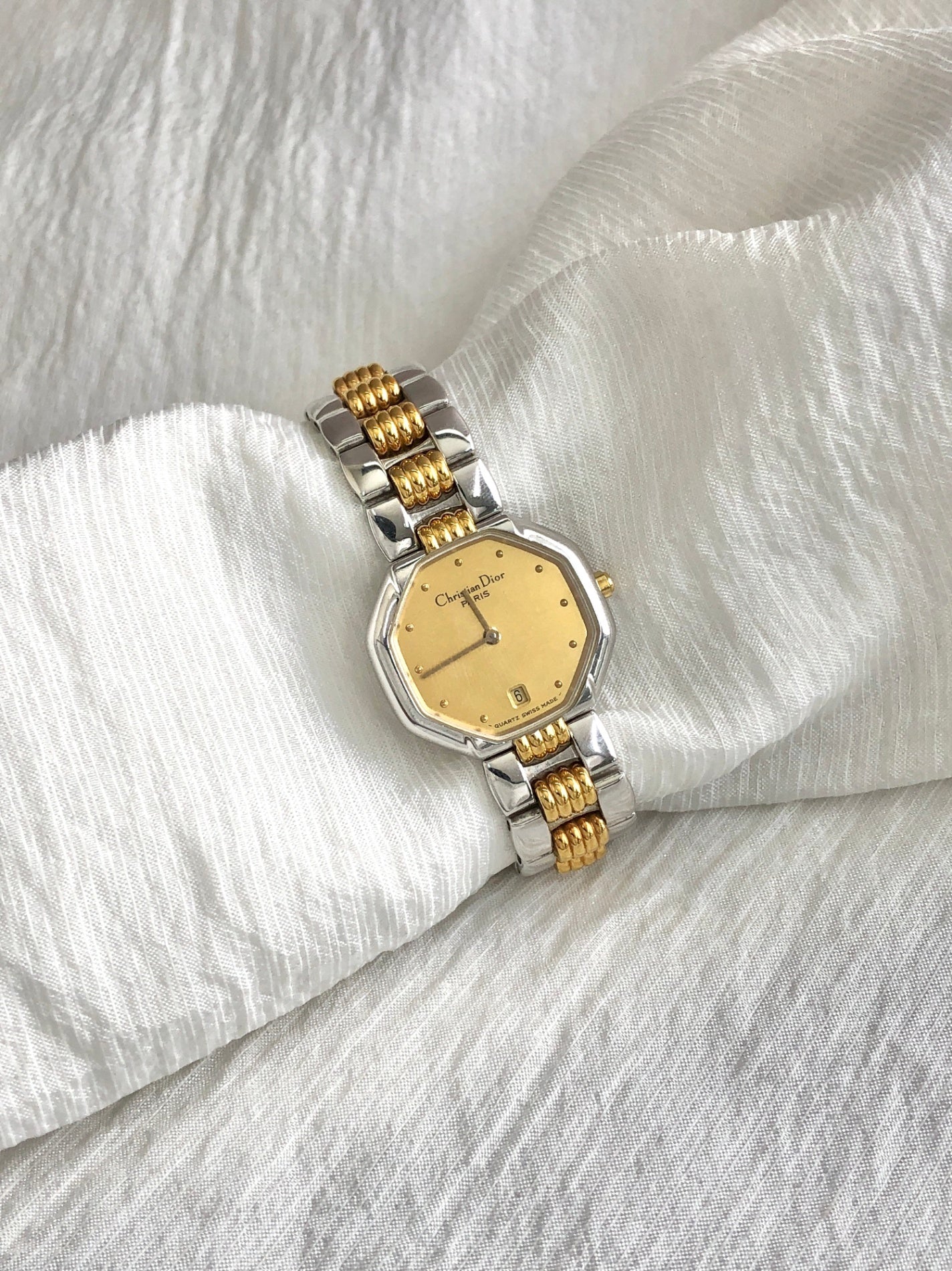 Christian Dior Quartz Watch Silver×Gold SLV/48 206 Vintage 87e3vc