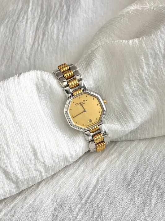 Christian Dior Quartz Watch Silver×Gold SLV/48 206 Vintage 87e3vc