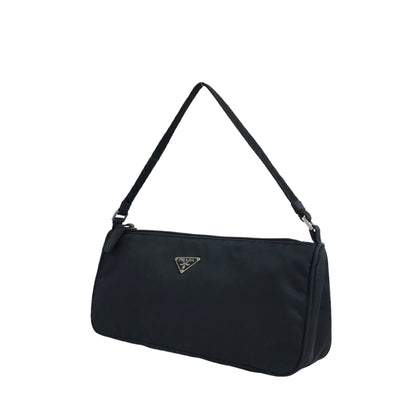 PRADA Triangle Logo  Nylon Small Handbag Black Vintage rvmzry