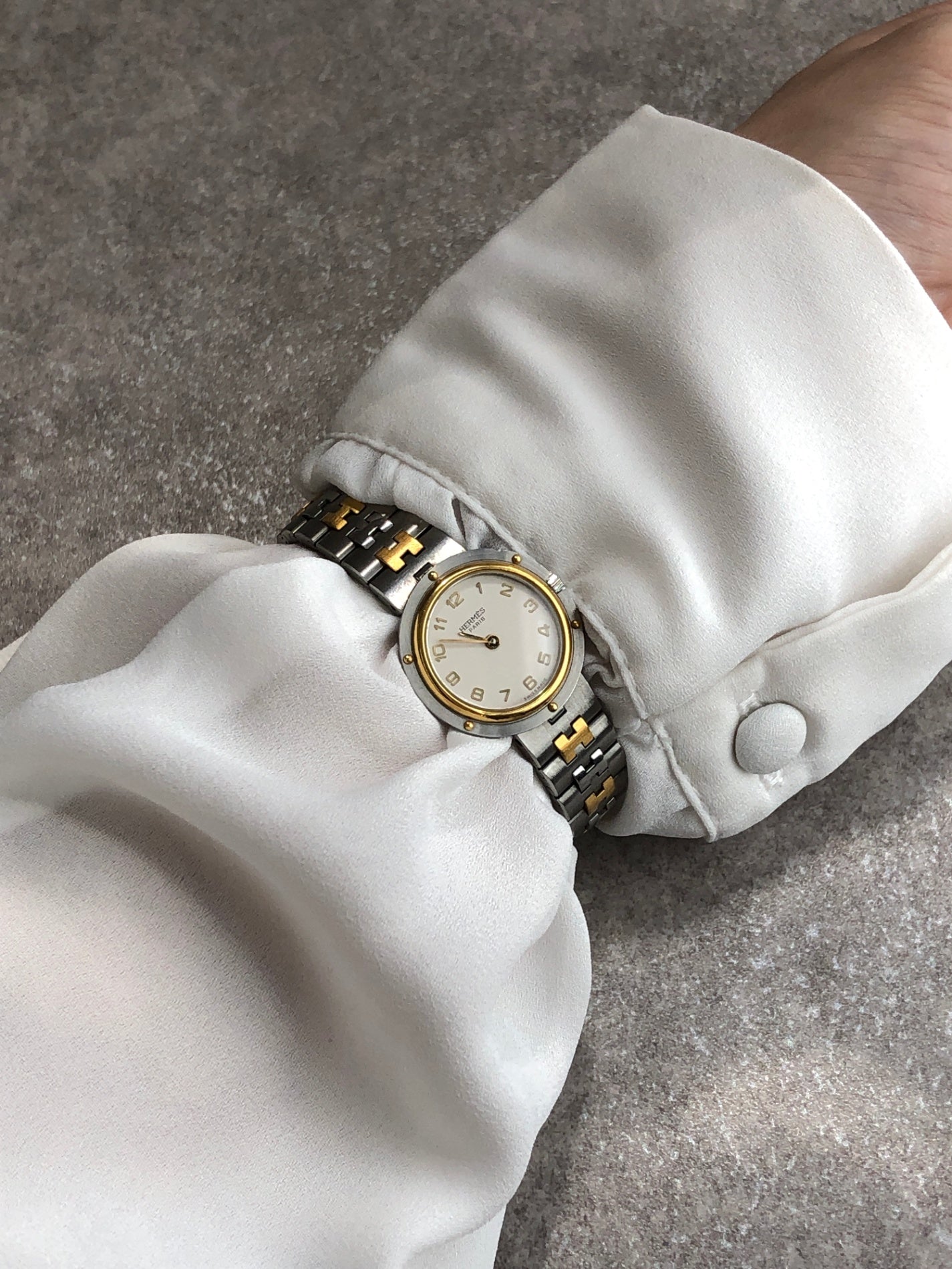 HERMES Quartz Watch Silver Vintage yrrfh4