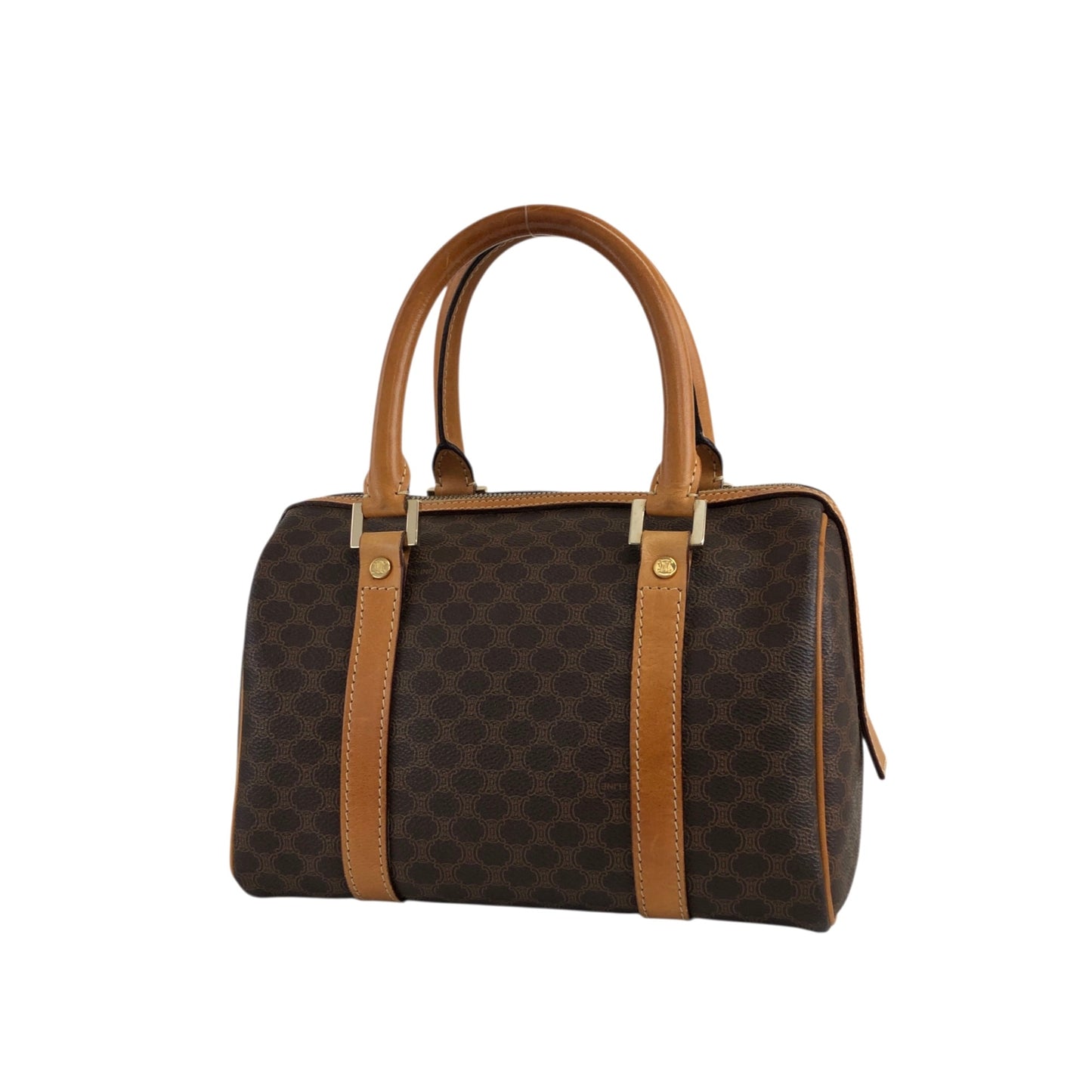 CELINE Macadam Small Boston bag Handbag Brown Vintage h2xbbg