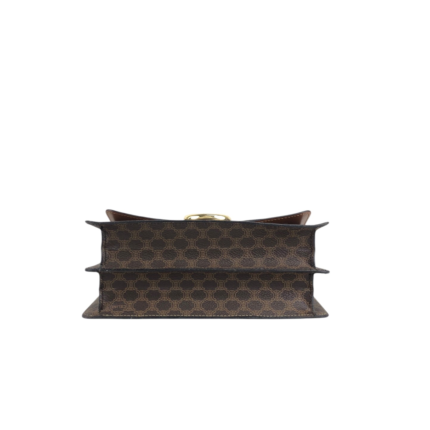 CELINE Macadam Horse Bit Double Flap Top Handle Handbag Brown Vintage 6caaii