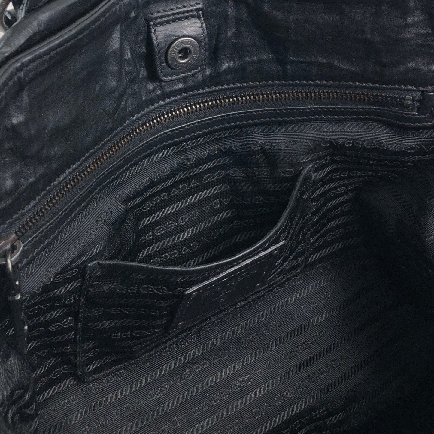 PRADA Logo Two-way Handbag Shoulder bag Black Vintage ctcsm5