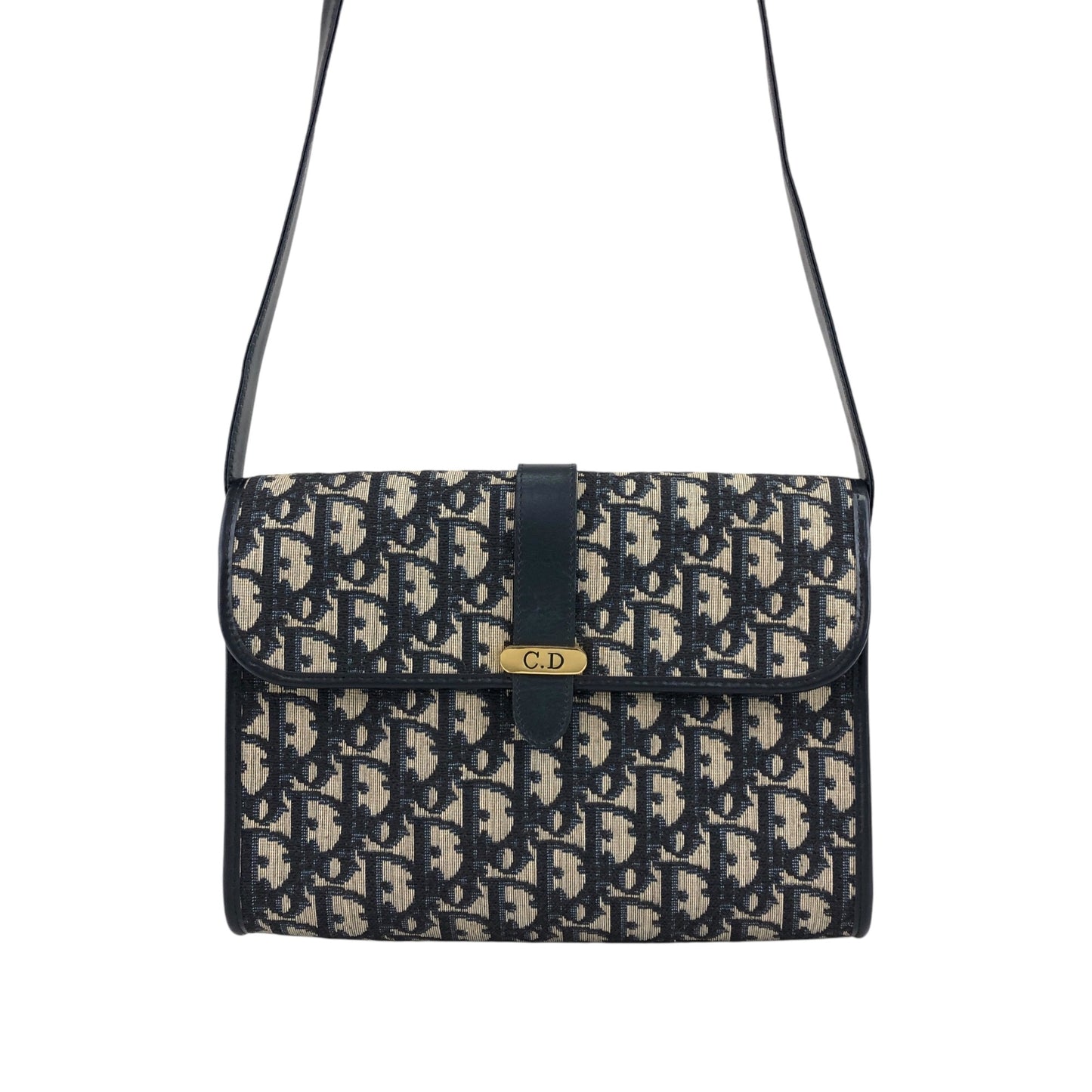 Christian Dior Trotter CD Logo 單肩包 海軍藍 復古 sajty4