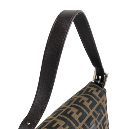 FENDI Zucca Jacquard Leather Shoulder bag Hobobag Brown Vintage a23v5e