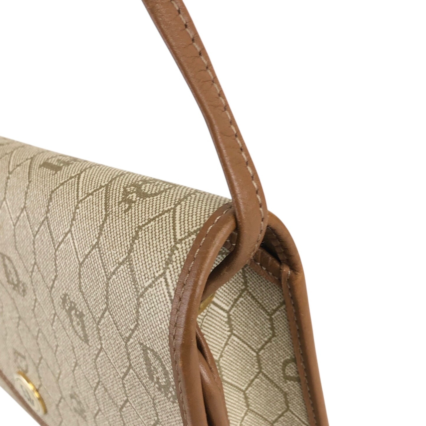 Christian Dior Honeycomb Pattern Shoulder bag Beige Vintage nw6ev5